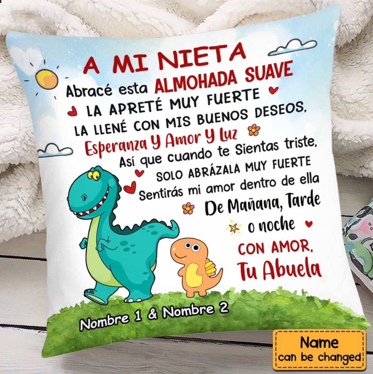 A Mi Nieta, Spanish Granddaughter Pillow, Hug This Pillow, Gift from Nana, Gift for Grandkid Pillow, Spanish Grandmas Pillow with Grandkids