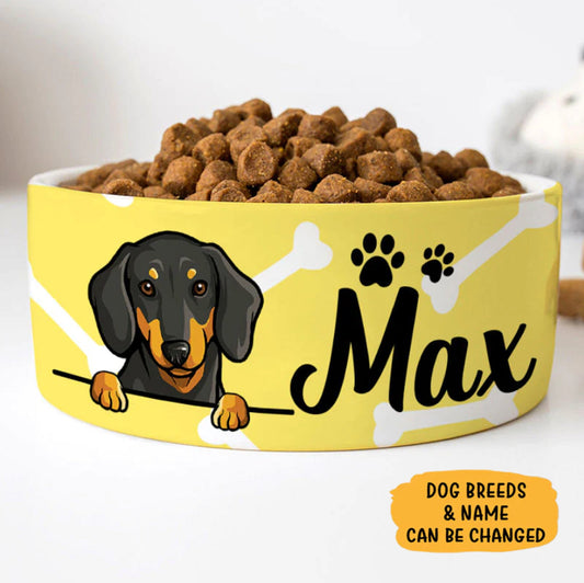 Custom Dog Bowls with Cute Bones, Personalized Dog Bowl Gift, New Dog Gifts, Dog Food Bowl, Dog Water Bowl, Funny Pet Bowl, Dog Gift