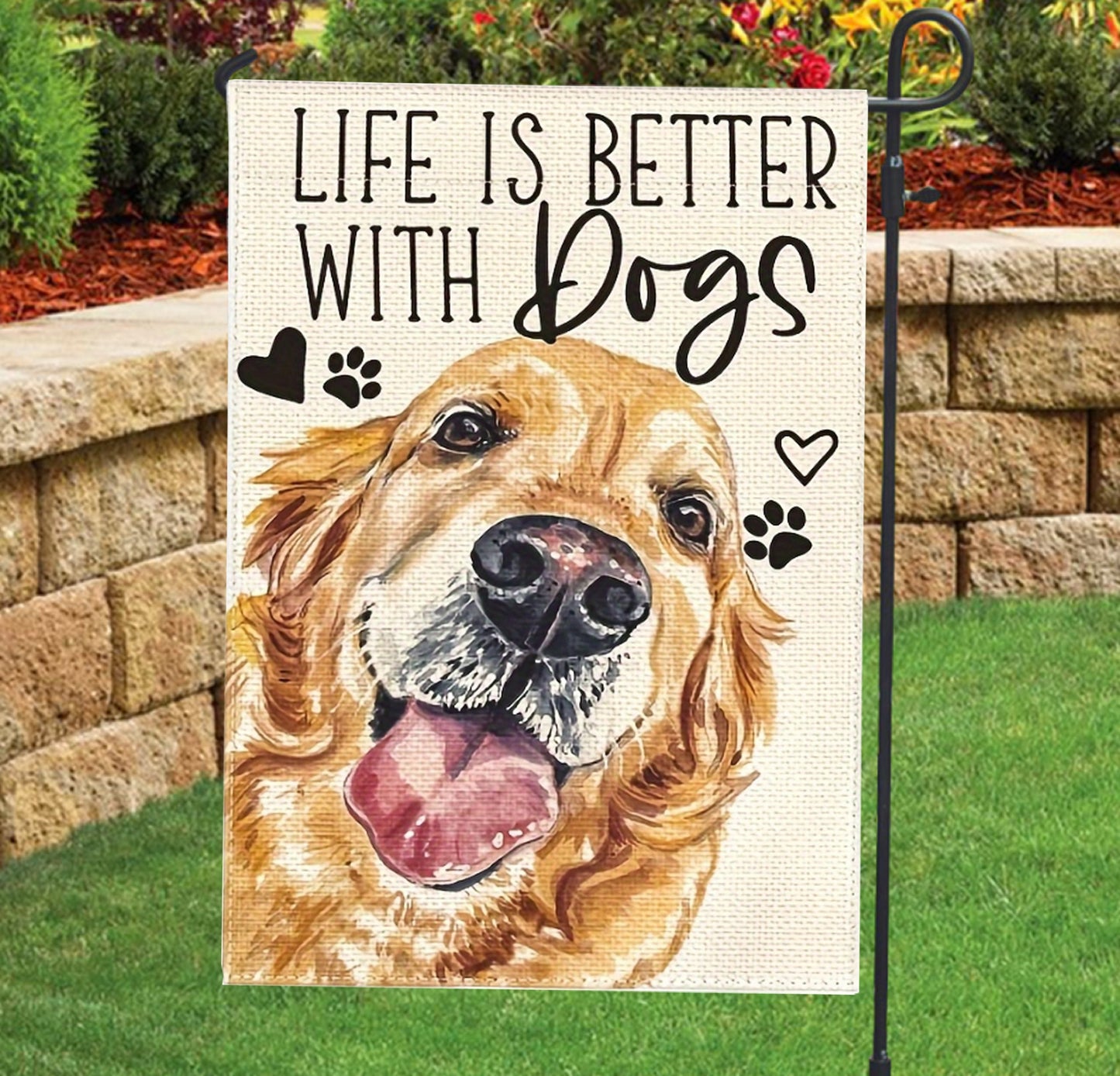 Life Is Better With Golden Retriever Flag, American Dog Flag, Spring Garden Flag, Dog Flag, Dog Owner Gift Ideas, Dog Mom, Outdoor Flag