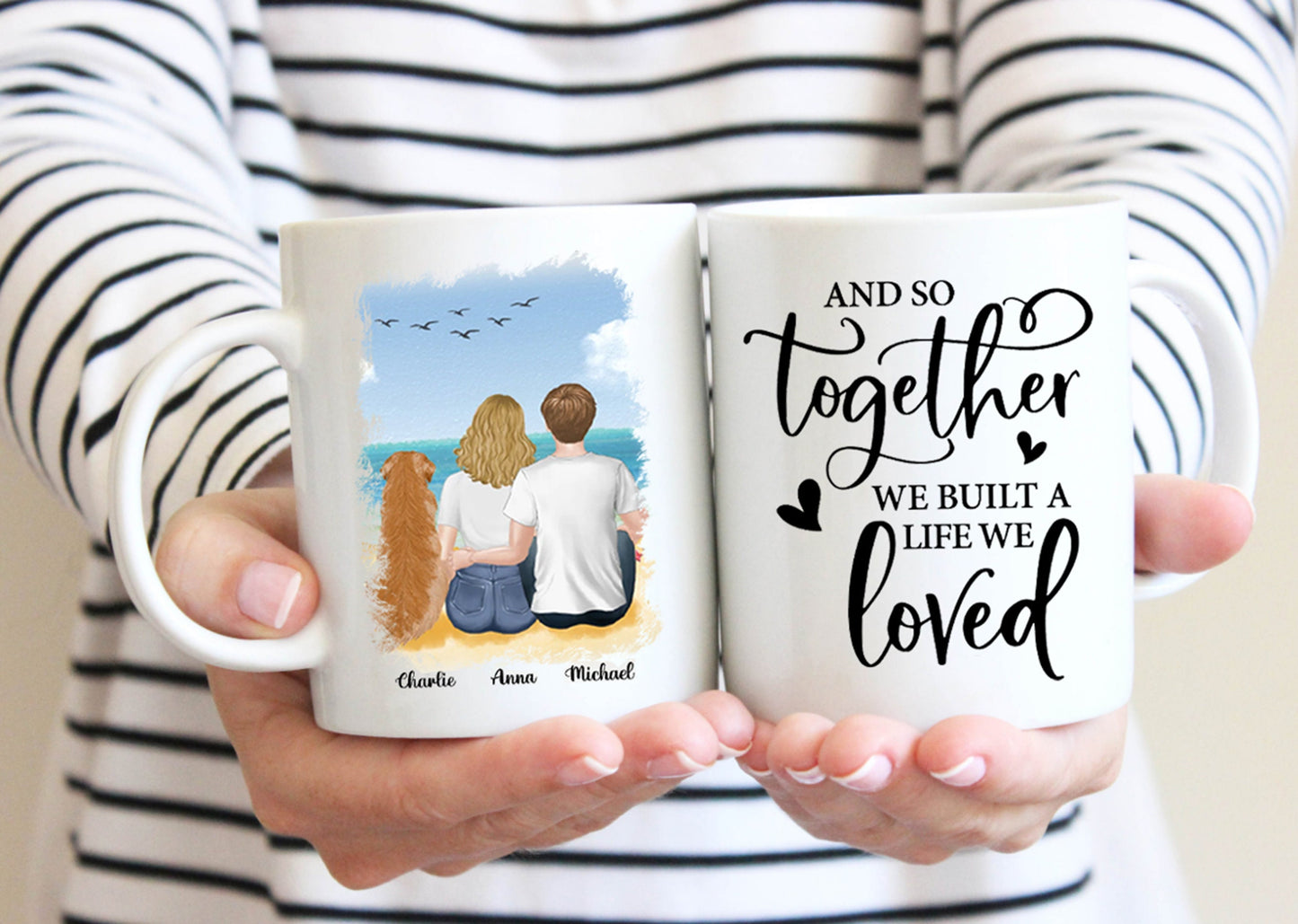 You and Me and The Dog Personalized Coffee Mug, Dog Dad Mug, Dog Mom Mug, Custom Dog Mug, Dog Parents Mug, Anniversary Gift, Gift for Lovers