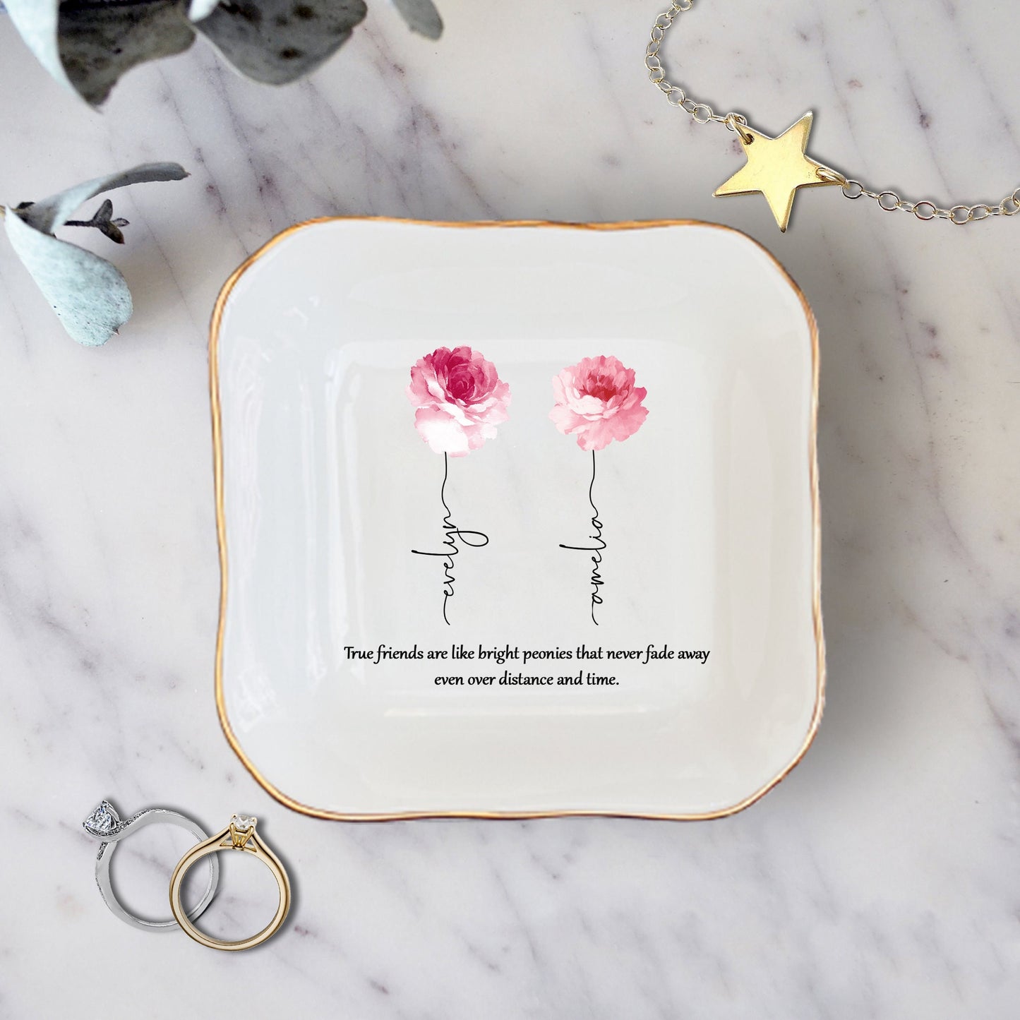 True Friend Ring Dish, Thank You Gift, Meaningful Jewelry Dish, Custom Ring Holder For Best Friend, BFF Gift, Long Distance Gift