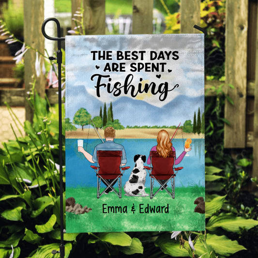 The Best Days Are Spent Fishing Personalized Flag, Spring Garden Flag, Dog Flag, Garden Flag For Fishing Lovers, Camping Family Outdoor Flag