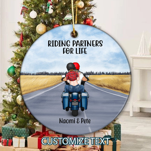 Riding Partners For Life Personalized Couples Ornament, Bikers Ornament, Camping Hiking Couple Keepsake, Motorcycle Lover, Couples Xmas Gift