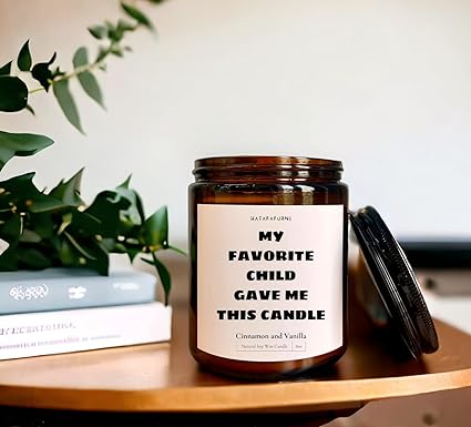 My Favorite Child Gave Me This Candle - Funny Candles for Mom, Dad - Cinnamon and Vanilla Candle, Soy Wax Candle, 8oz