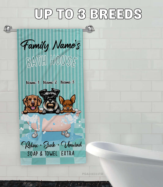 Personalized Bath House Towel-Dog Bathroom House Towel-Dog Towel-Dog Mom Gift-Mother's Day Gift-Bathroom Decor-Home Decor-Housewarming Gift