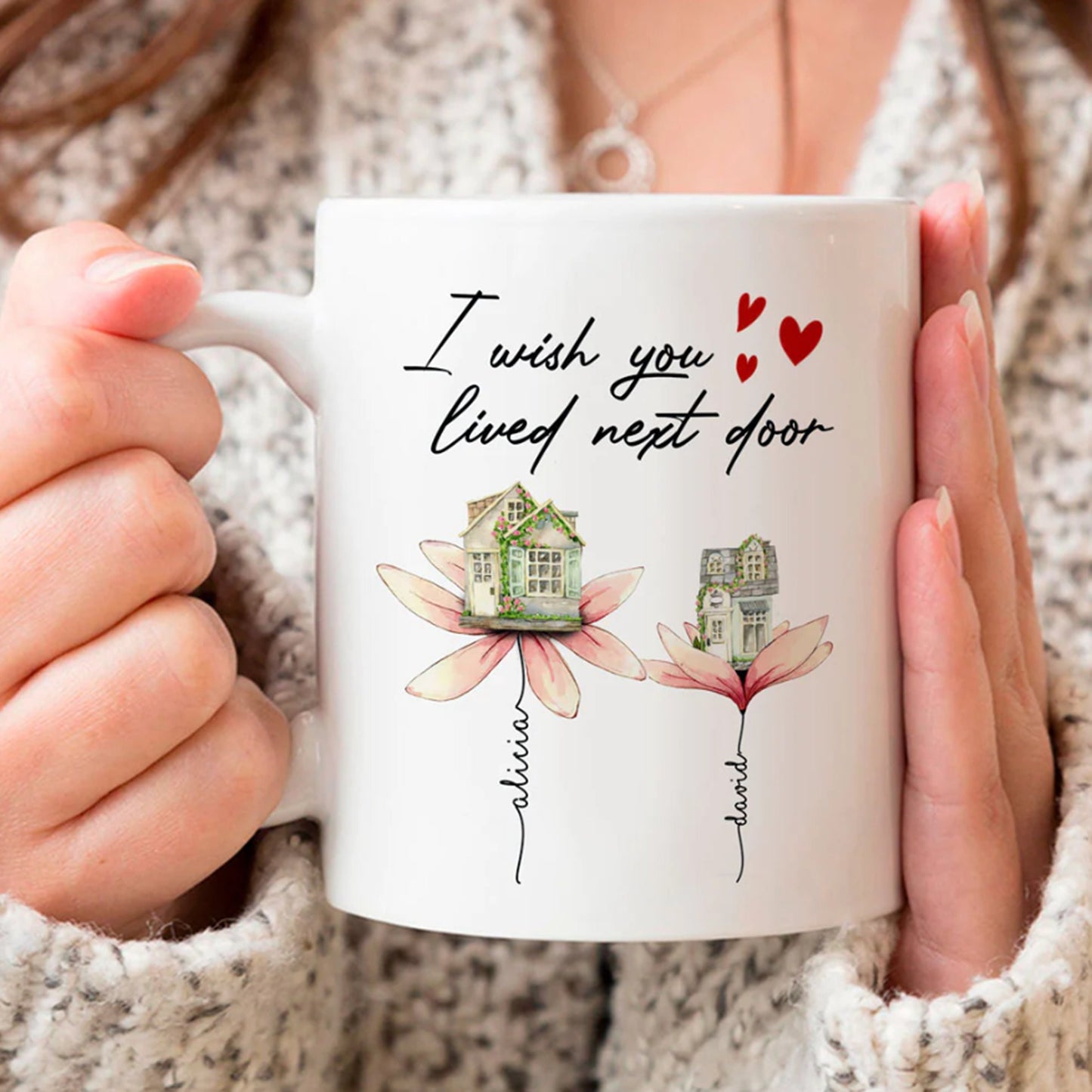 I Wish You Lived Next Door Personalized Mug, Long Distance Mug, Moving Gift, Custom State To State Mug, Christmas gift for Friends