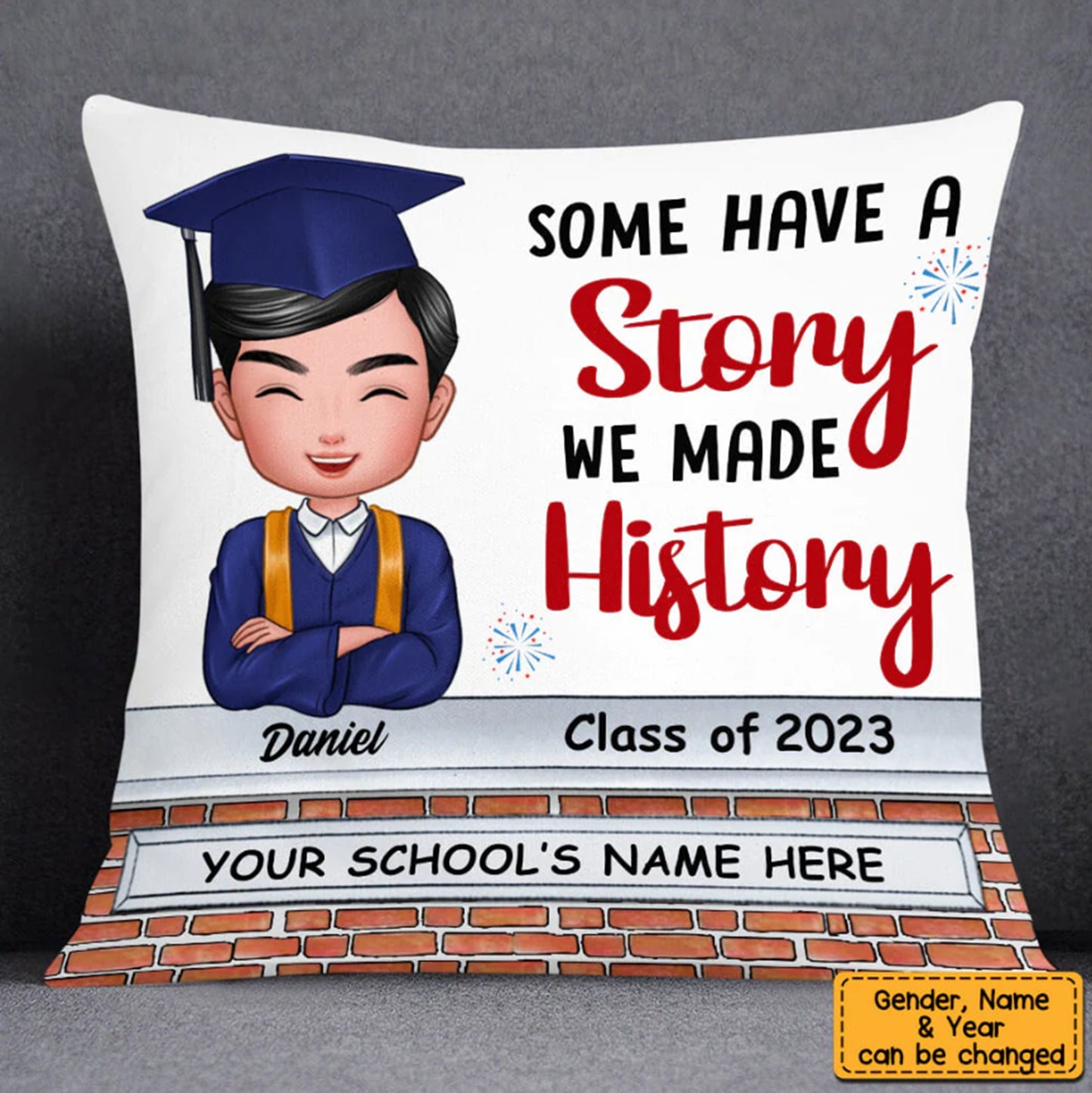 We Made History Graduation Personalized Pillow, Class of 2024, High School Graduation Gift, Grad Gift, Graduation Pillow, Comfort Pillow