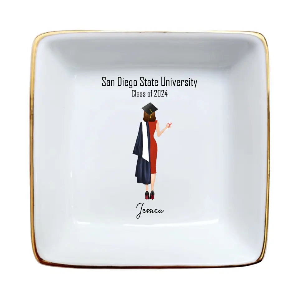 Personalized Graduation Ring Dish | Custom Name & Degree Keepsake | Unique Gift for Graduates