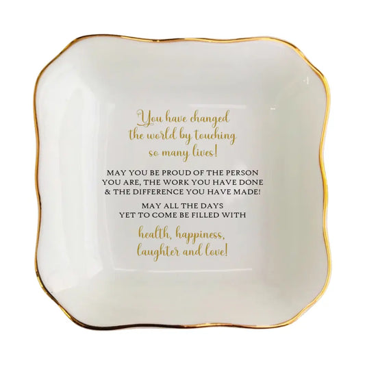 Retirement Ring Dish | Meaningful Farewell Gift for Women | Coworker & Friend Retirement Keepsake - Never Forget The Difference You Have Made