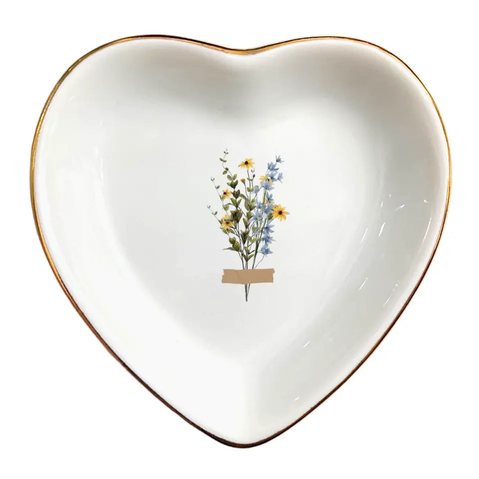Custom Floral Trinket Tray-Personalized Jewelry Dish-Bridal Shower Gift-Mother's Day Gift-Bride Gift-Bridesmaid Gift-Daughter Birthday Gift
