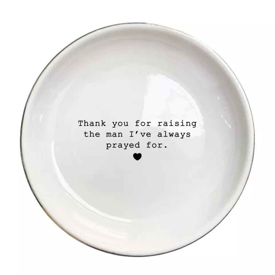 Bat Trang Ceramic Jewelry Tray - Thank You For Raising The Man I've Always Prayed For Dish - Mother of The Groom Gifts From Bride - Mother In Law Gifts - Mother Of Groom Gifts