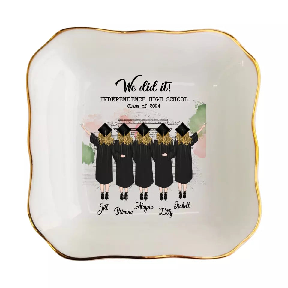 Custom Girl Portrait Ring Dish - Personalized Trinket Tray - Jewelry Holder for Graduation Gift