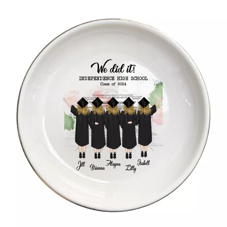 Custom Girl Portrait Ring Dish - Personalized Trinket Tray - Jewelry Holder for Graduation Gift