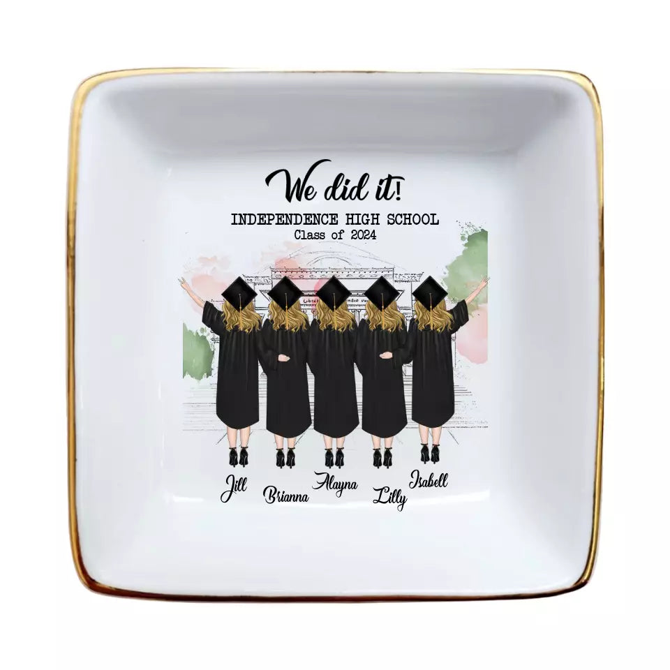 Custom Girl Portrait Ring Dish - Personalized Trinket Tray - Jewelry Holder for Graduation Gift