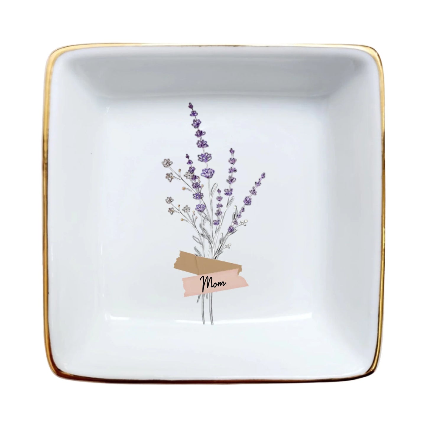 Custom Floral Trinket Tray - Personalized Ring Dish