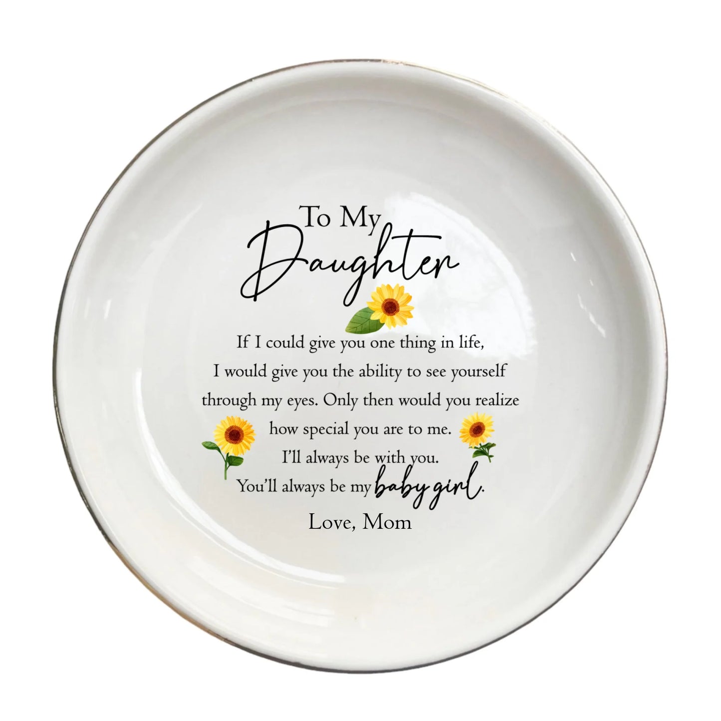 Ceramic Jewelry Dish for Daughter | Meaningful Wedding, Bridal Shower & Birthday Gift | To My Daughter Keepsake Dish