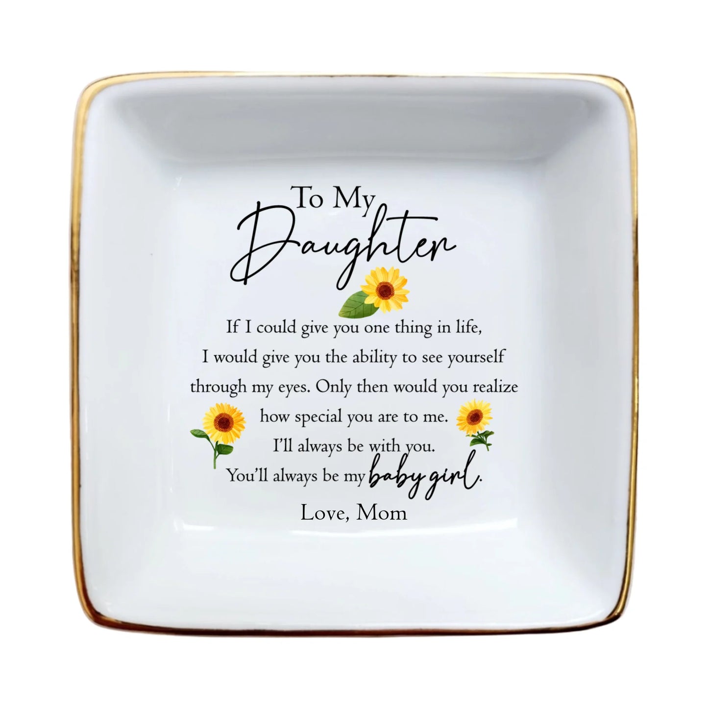 Ceramic Jewelry Dish for Daughter | Meaningful Wedding, Bridal Shower & Birthday Gift | To My Daughter Keepsake Dish