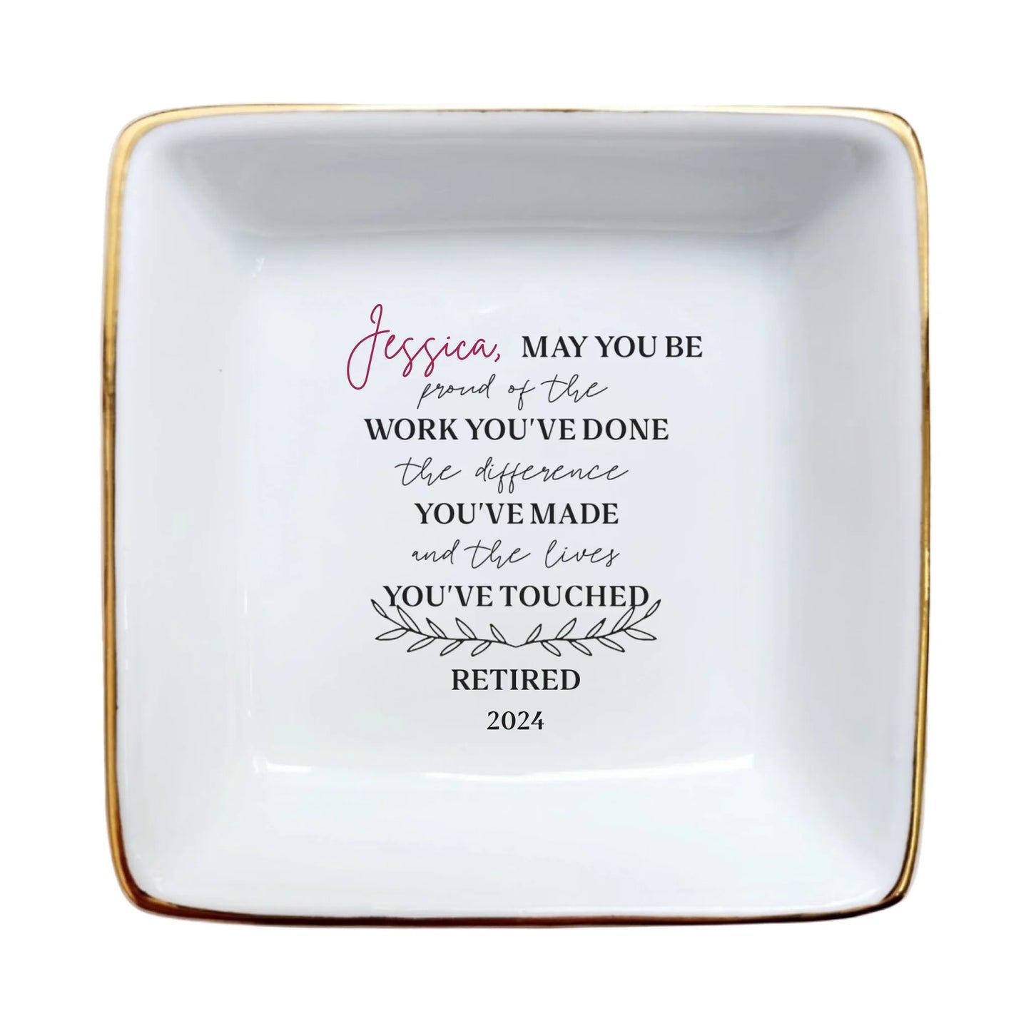 Inspirational Retirement Ring Dish | Meaningful Farewell Gift for Women | Jewelry Trinket Tray for Coworkers & Friends