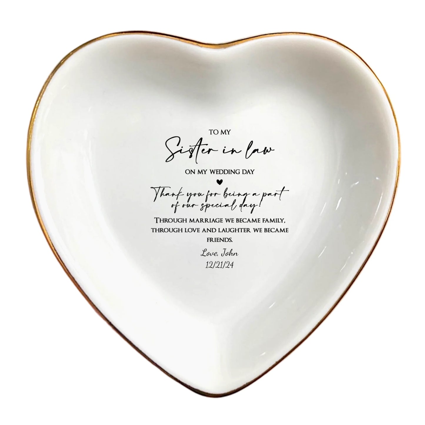 Custom Sister-In-Law Jewelry Dish | Wedding Ring Dish Gift | Meaningful Sister-In-Law Keepsake