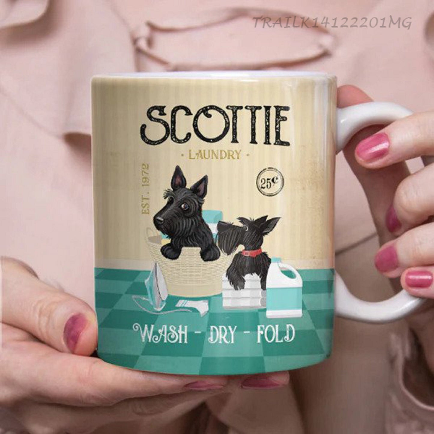 Scottie Dog Coffee Company Mug, Wash Dry and Fold, Scottie Dog Mug For Dog Lovers, Mom Dog Mug, Gift For Dog Lover, Dog Coffee Cup