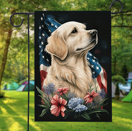 Golden Retriever 4th Of July Flag, Dog Independence Day Flag, Spring Garden Flag, Dog Owner Gift, Outdoor Flag, Golden Retriever Gift