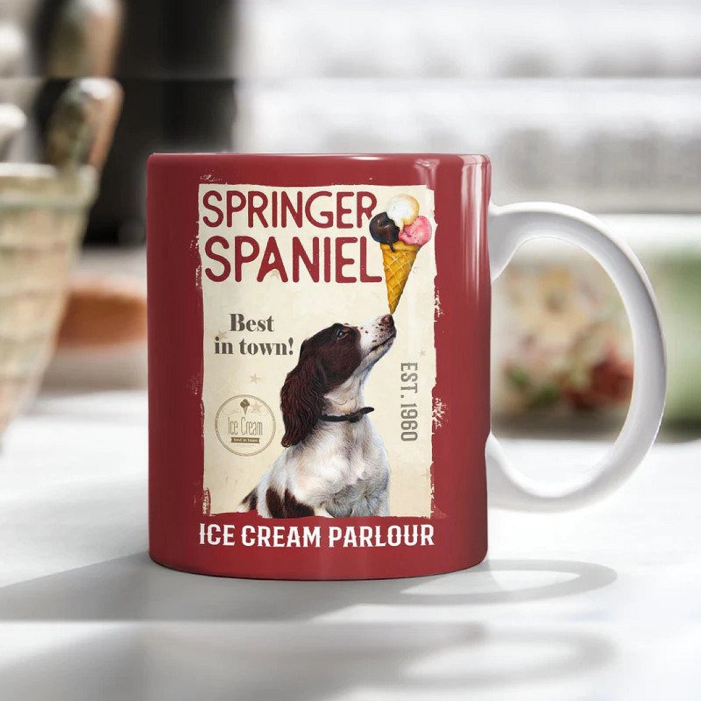 Springer Spaniel Dog Coffee Company Mug, Ice Cream Parlour, Springer Spaniel Dog Mug For Dog Lovers, Mom Dog Mug, Gift For Dog Lover