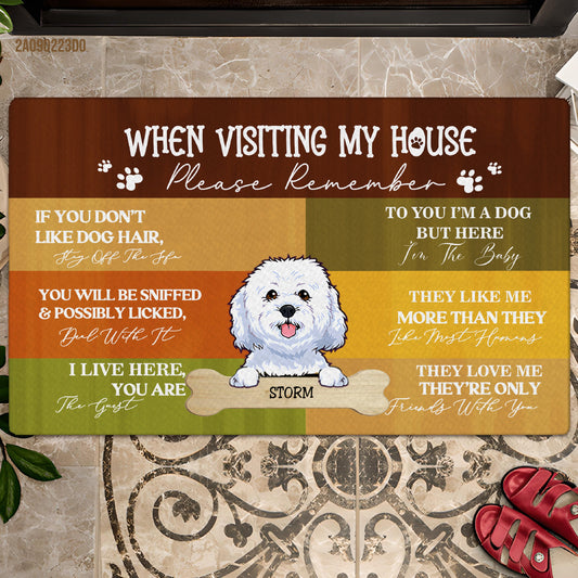 Personalized When Visiting My House Please Remember Dog Doormat, Dog Rule Doormat Gift, Housewarming Gift For Dog Lover, Home Decor Gift