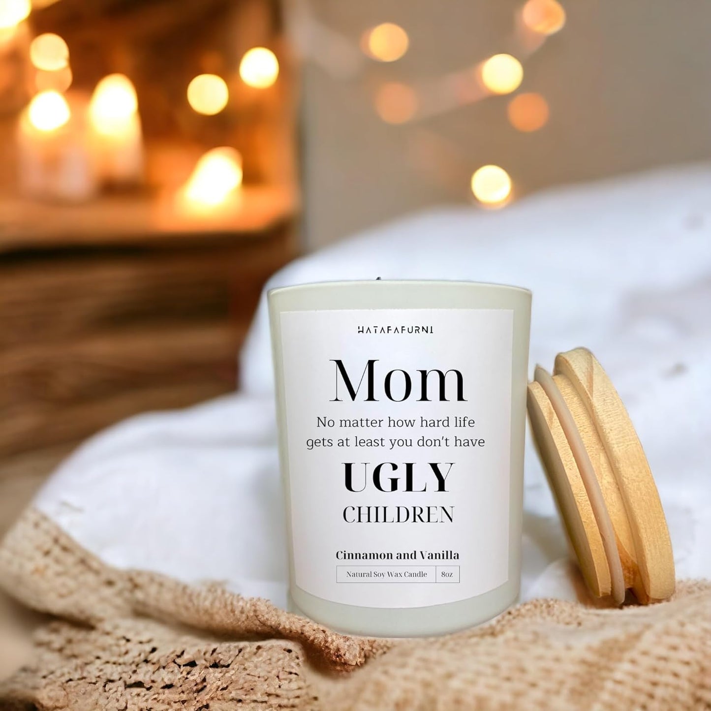 Christmas Candle Gifts for Mom from Daughter, Son - Cinnamon and Vanilla Candles 8oz