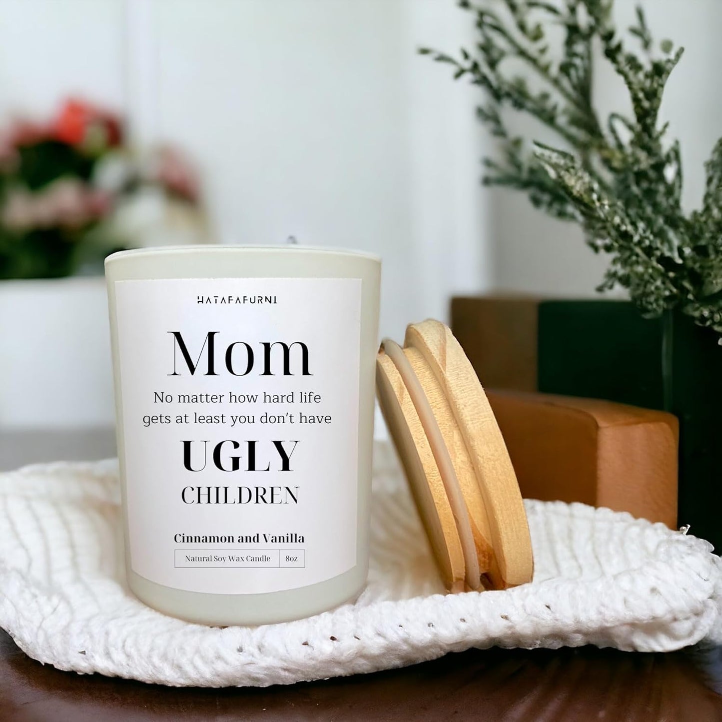 Christmas Candle Gifts for Mom from Daughter, Son - Cinnamon and Vanilla Candles 8oz