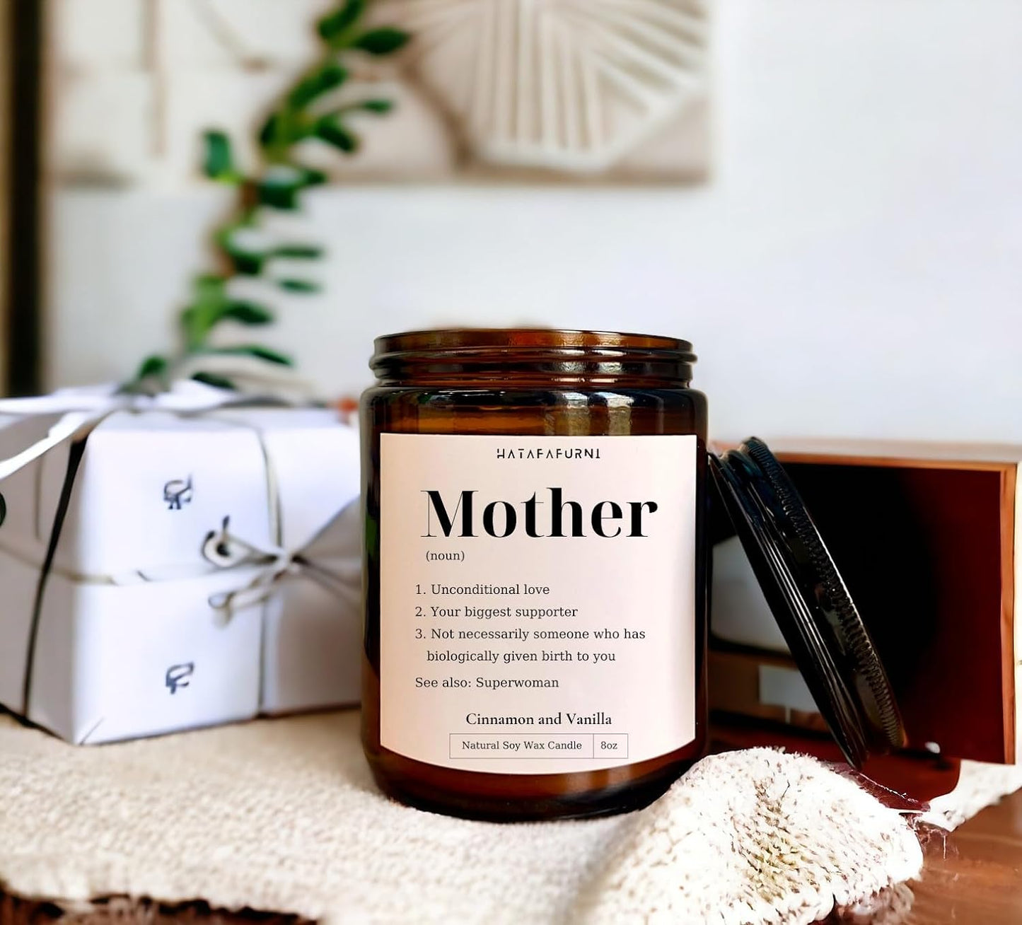 Mother Definition Candle Gifts for Mom - Cinnamon and Vanilla Scent, Soy Wax Candle - 8oz