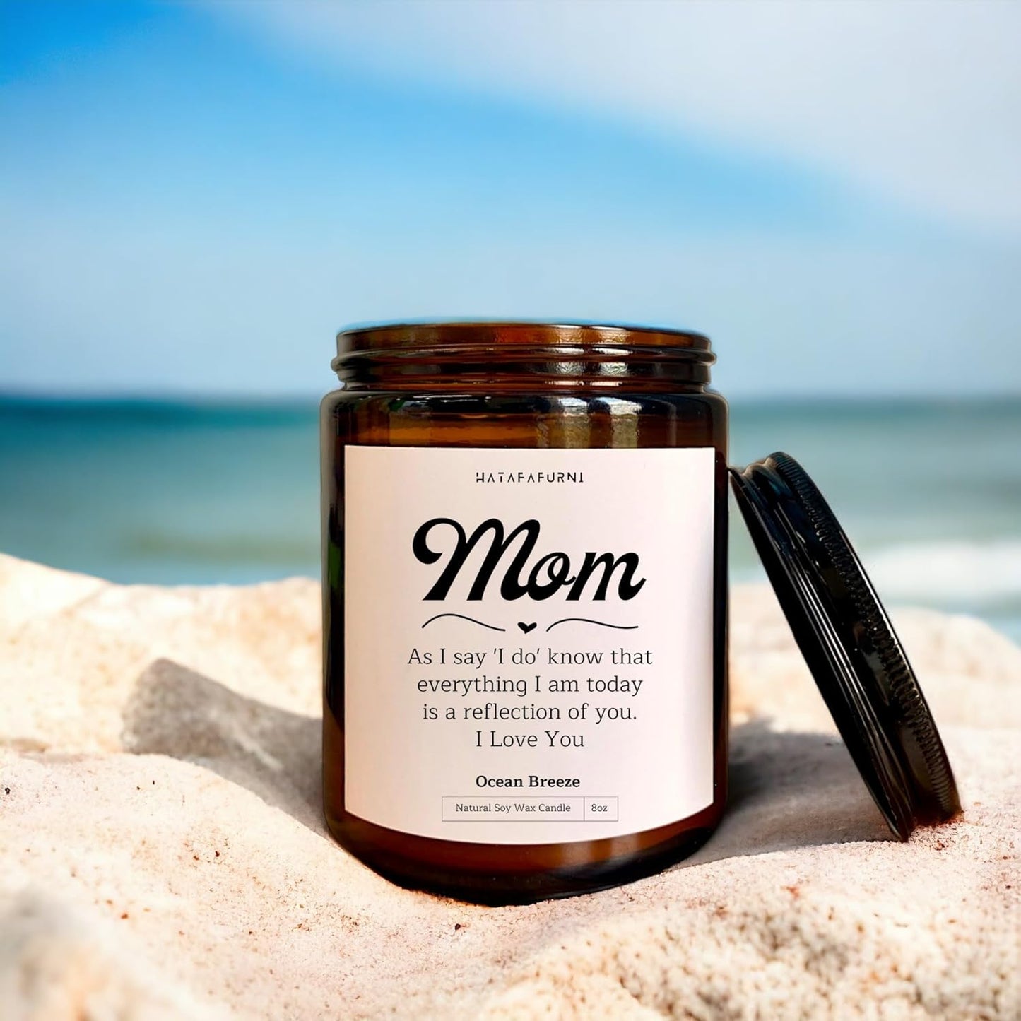 Mom, I love you - Mother's Day Candle Gifts For Mom - Ocean Breeze Scented Candle 8oz