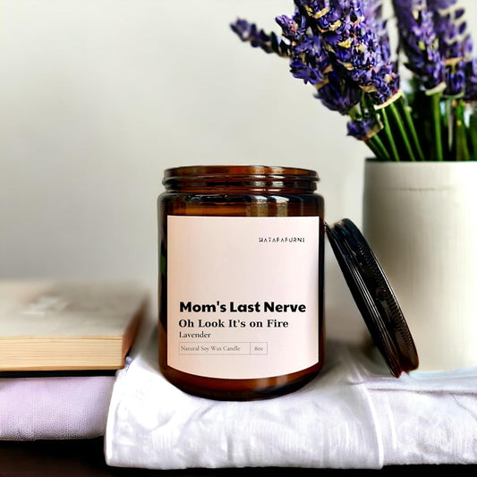 Mom's Last Nerve - Scented Candle Gifts for Mom - Lavender Scent, Soy Wax Candle, 8oz