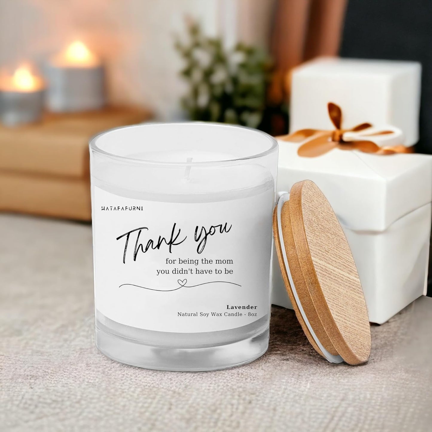 Thank you for being the mom you didn't have to be - Scented Candle Gifts for Mom - Soy Wax, Lavender Candle 8oz