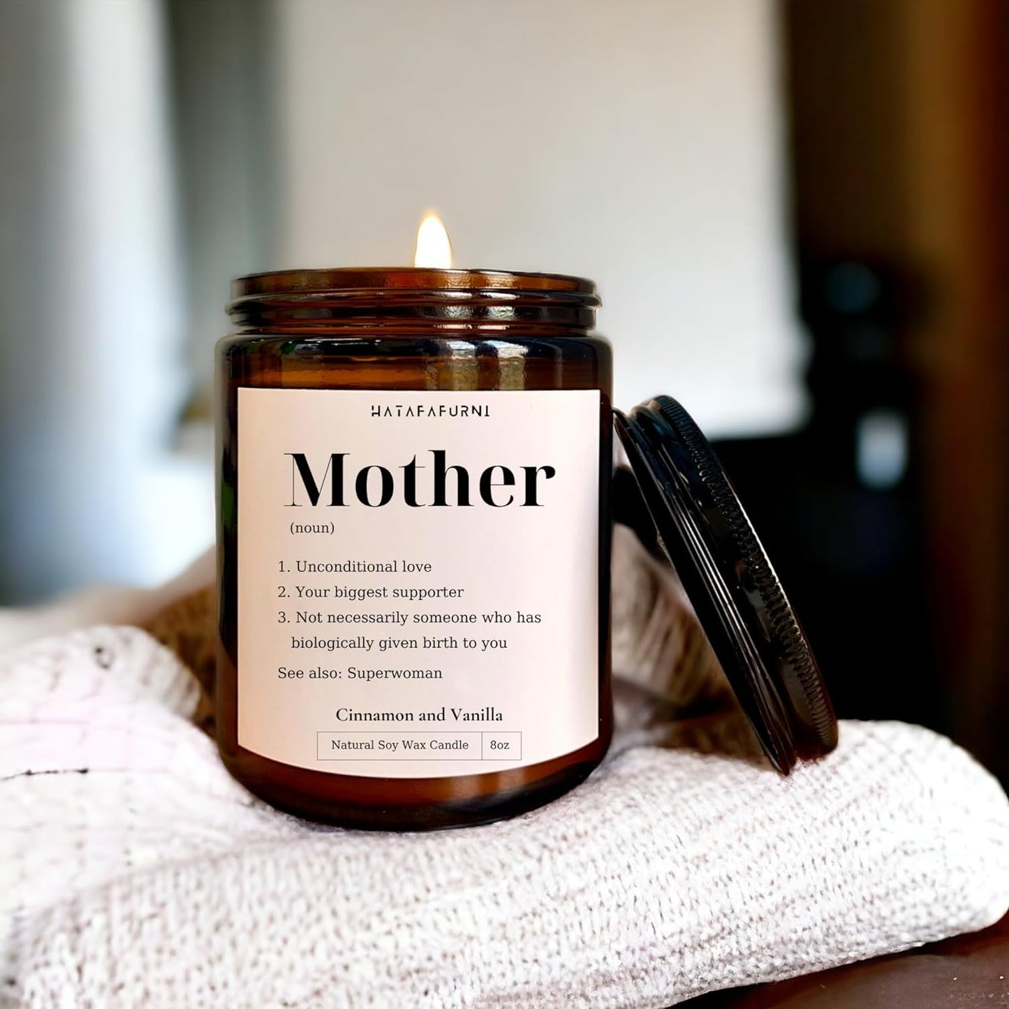 Mother Definition Candle Gifts for Mom - Cinnamon and Vanilla Scent, Soy Wax Candle - 8oz