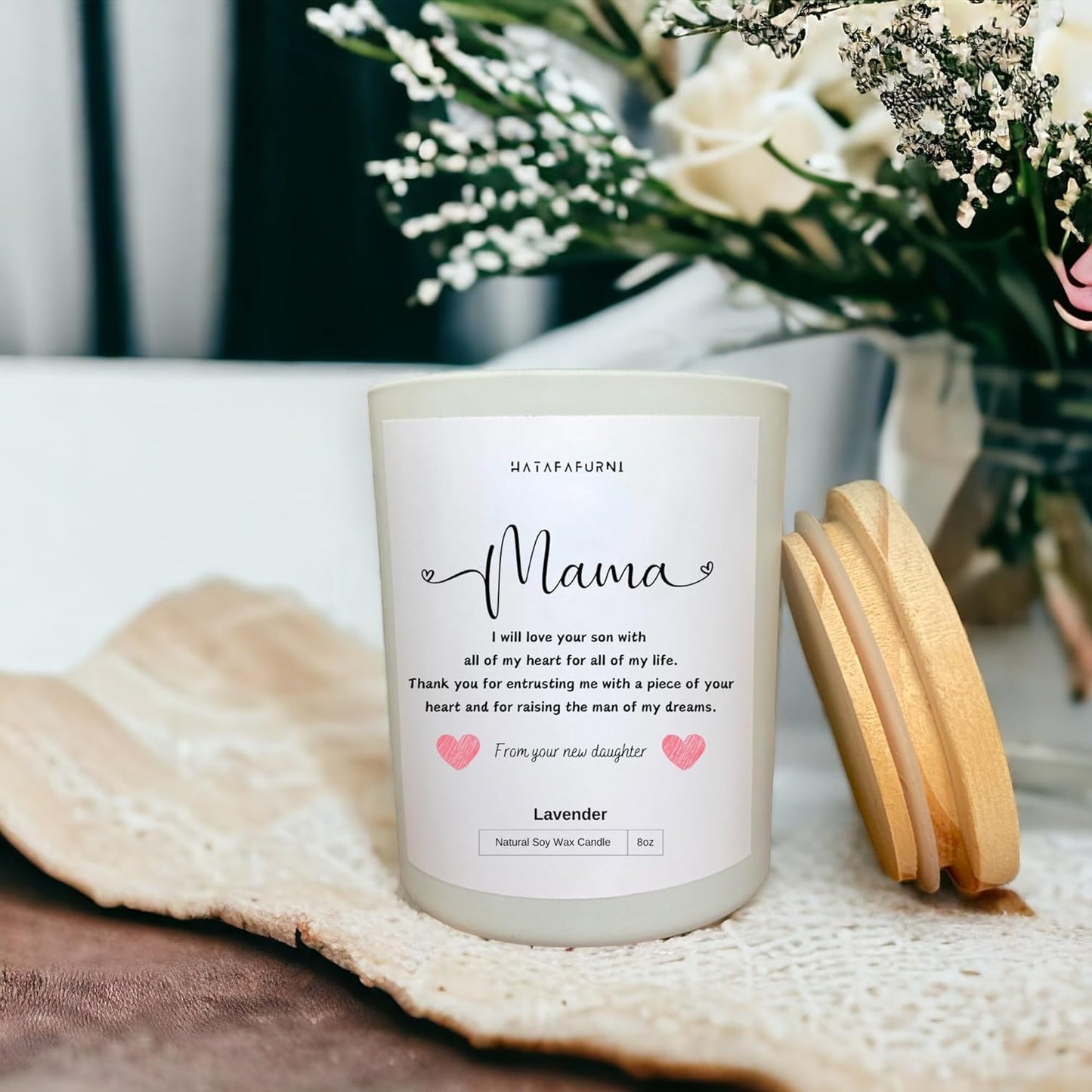 Mama, Thank you - Candle Gifts for Mother of the Groom Gifts, Wedding Candle for Mother In Law - Lavender Scented Candle 8oz