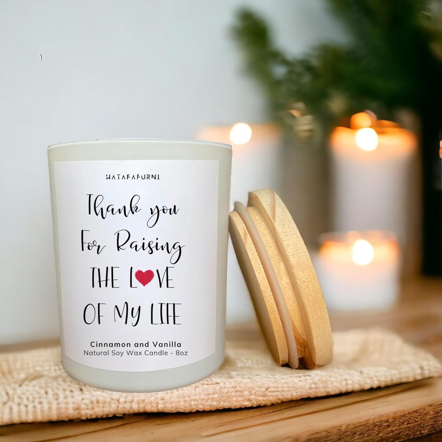 Wedding, Anniversary Candle Gifts for Mother In Law - Soy Wax, Cinnamon and Vanilla Scented Candle 8oz