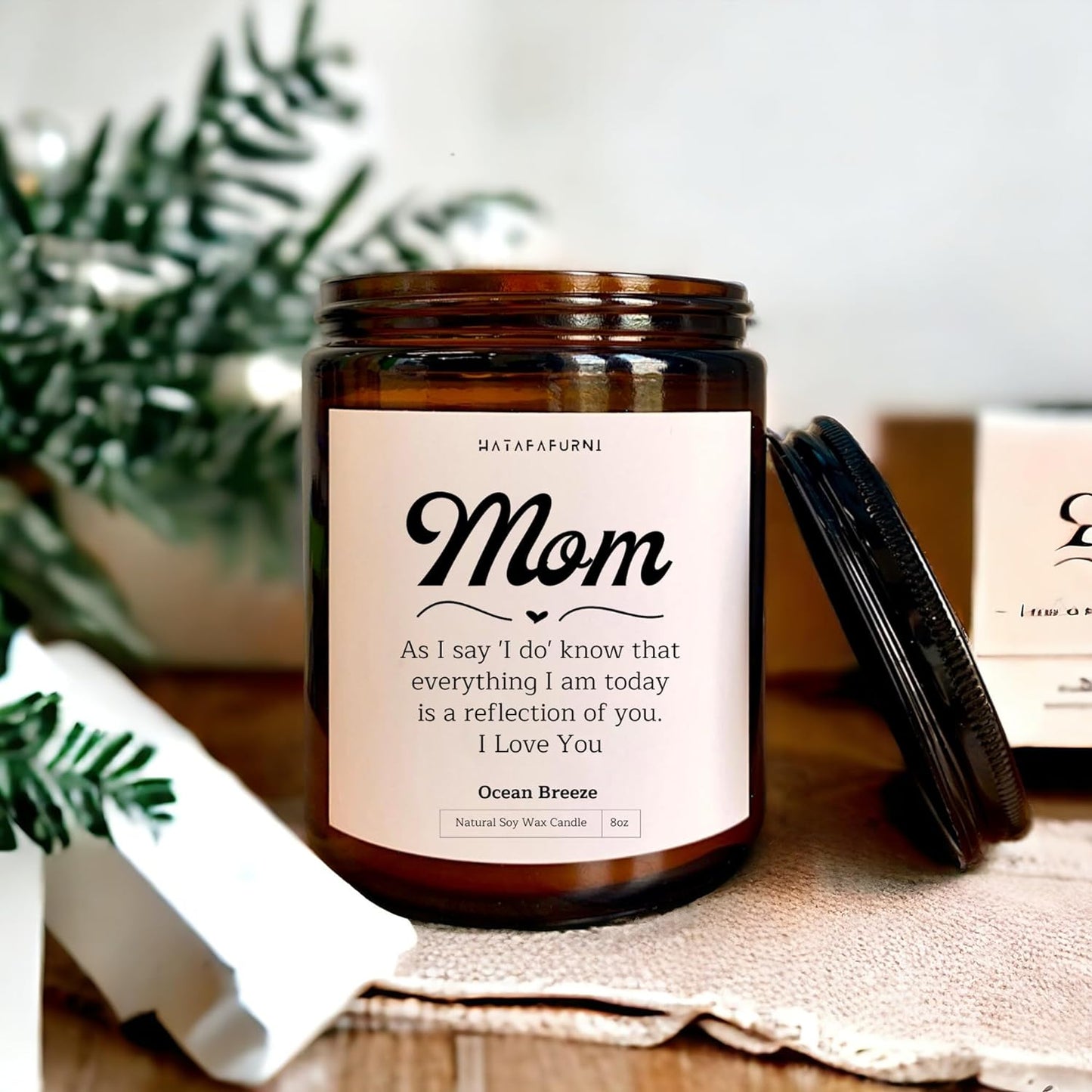 Mom, I love you - Mother's Day Candle Gifts For Mom - Ocean Breeze Scented Candle 8oz