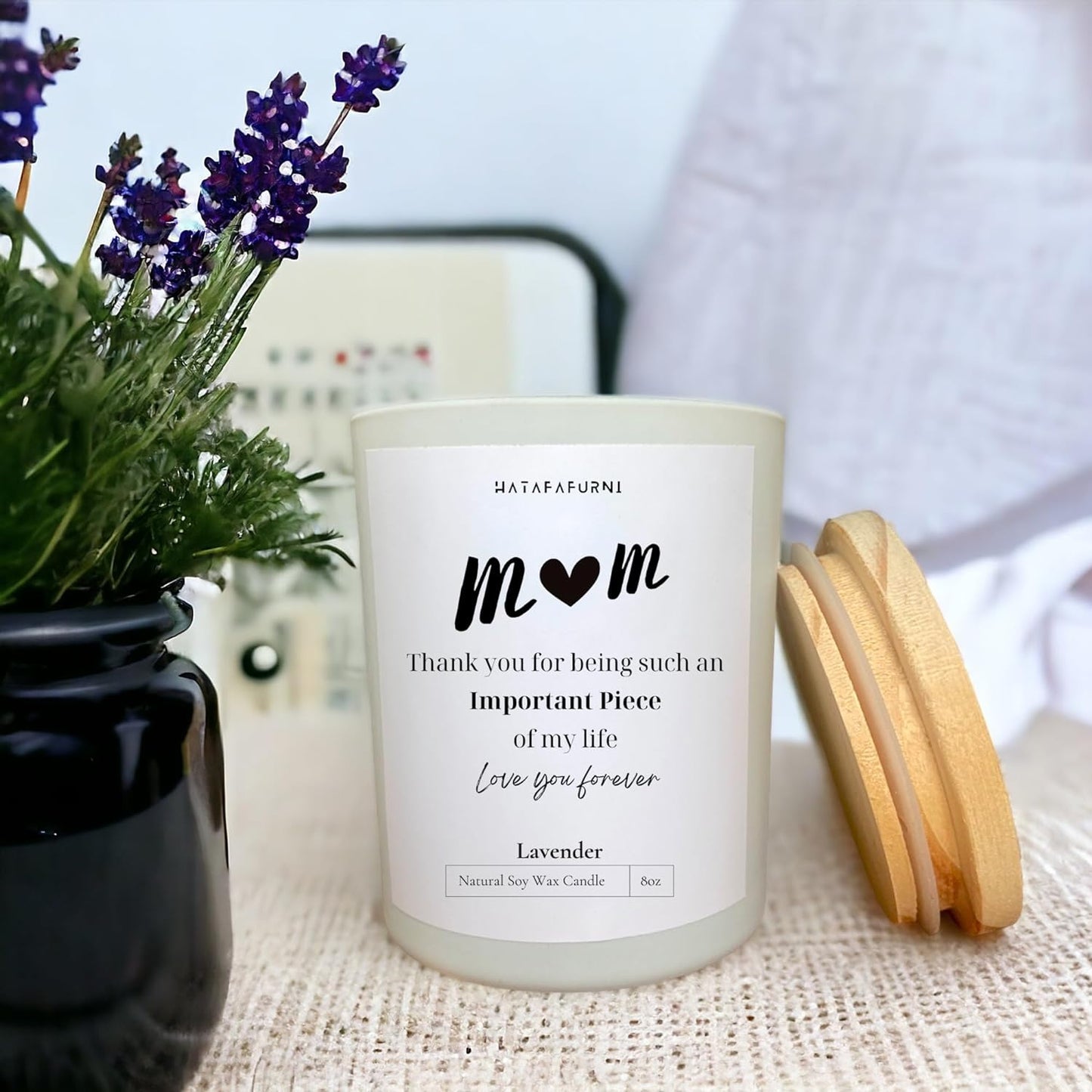 Candle Gifts for Mom from Daughter, Son - Soy Wax, Lavender Scented Candle 8oz