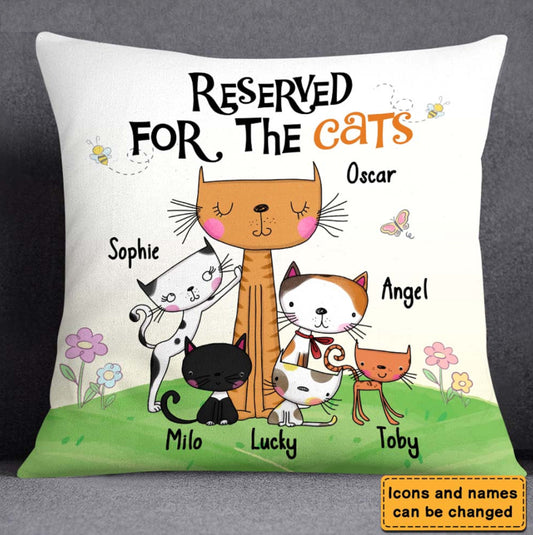 Reserved For The Cats Personalized Pillow, Custom Pillow, Housewarming Gift, Cat Dad Gift, Cat Mom Gift, Funny Pillow, Cat Lovers Gift