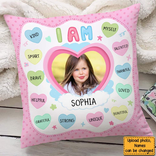 To My Granddaughter Custom Photo and Name Pillow, Personalized Pillow, Family Name Pillow, Long Distance Gift, Grandmas Pillow with Grandkid