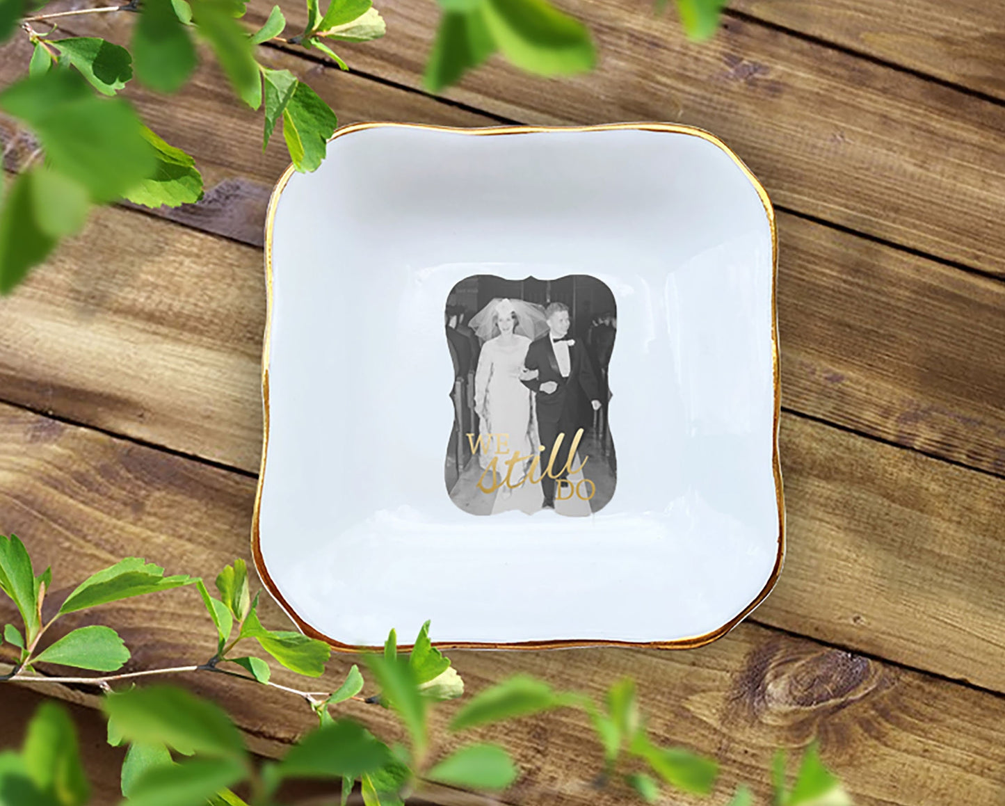 We Still Do Custom Photo Trinket Dish - Personalized Black And White Wedding Photo Ring Dish Gift For Anniversary - Custom Photo Ring Dish