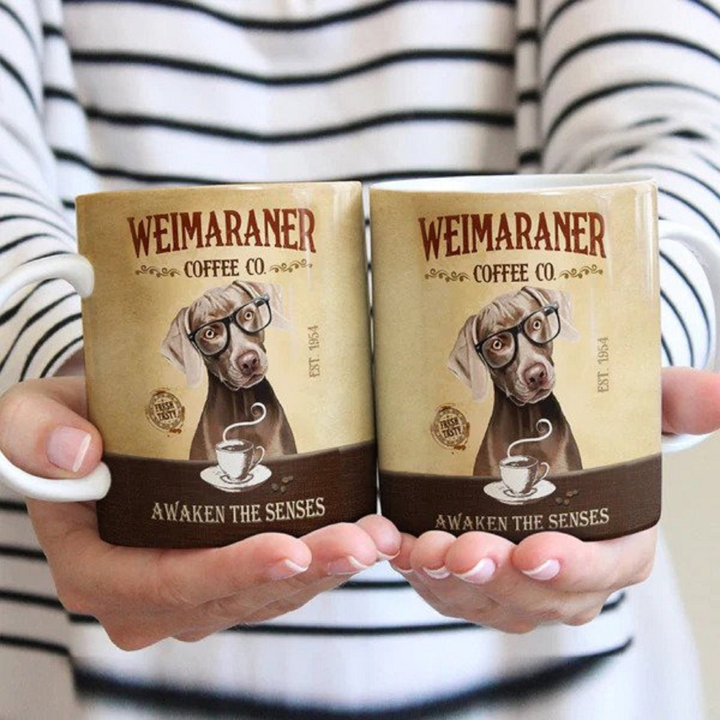 Weimaraner Dog Coffee Company Mug, Vintage Weimaraner Dog Mug For Dog Lovers, Mom Dog Mug,Dad Dog Mug, Gift For Dog Lover, Awaken The Senses