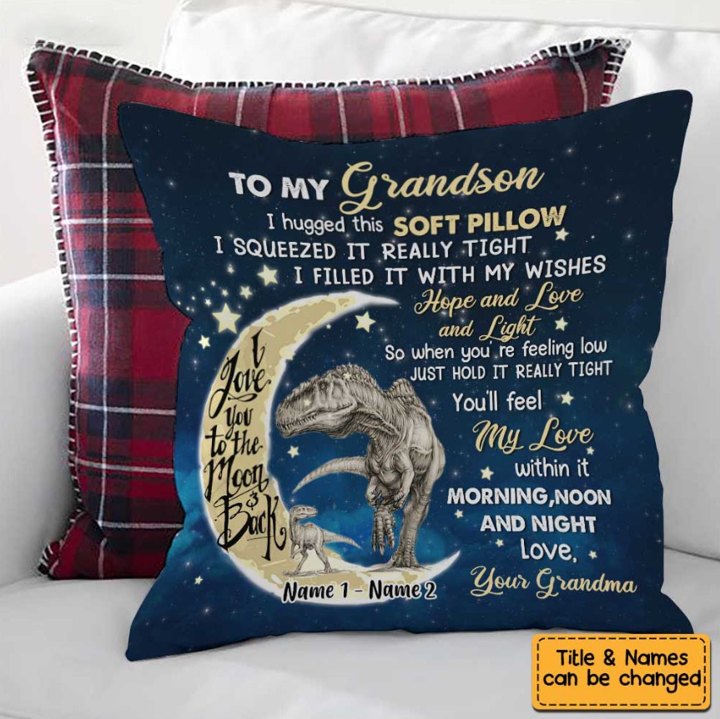 To My Grandson Custom Pillow, Personalized Pillow, Family Name Pillow, Long Distance Gift, Grandmas Pillow with Grandkids, Grandson Gift