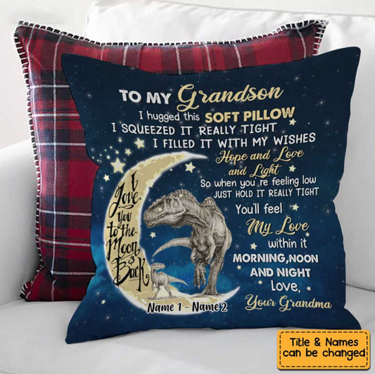 To My Grandson Custom Pillow, Personalized Pillow, Family Name Pillow, Long Distance Gift, Grandmas Pillow with Grandkids, Grandson Gift