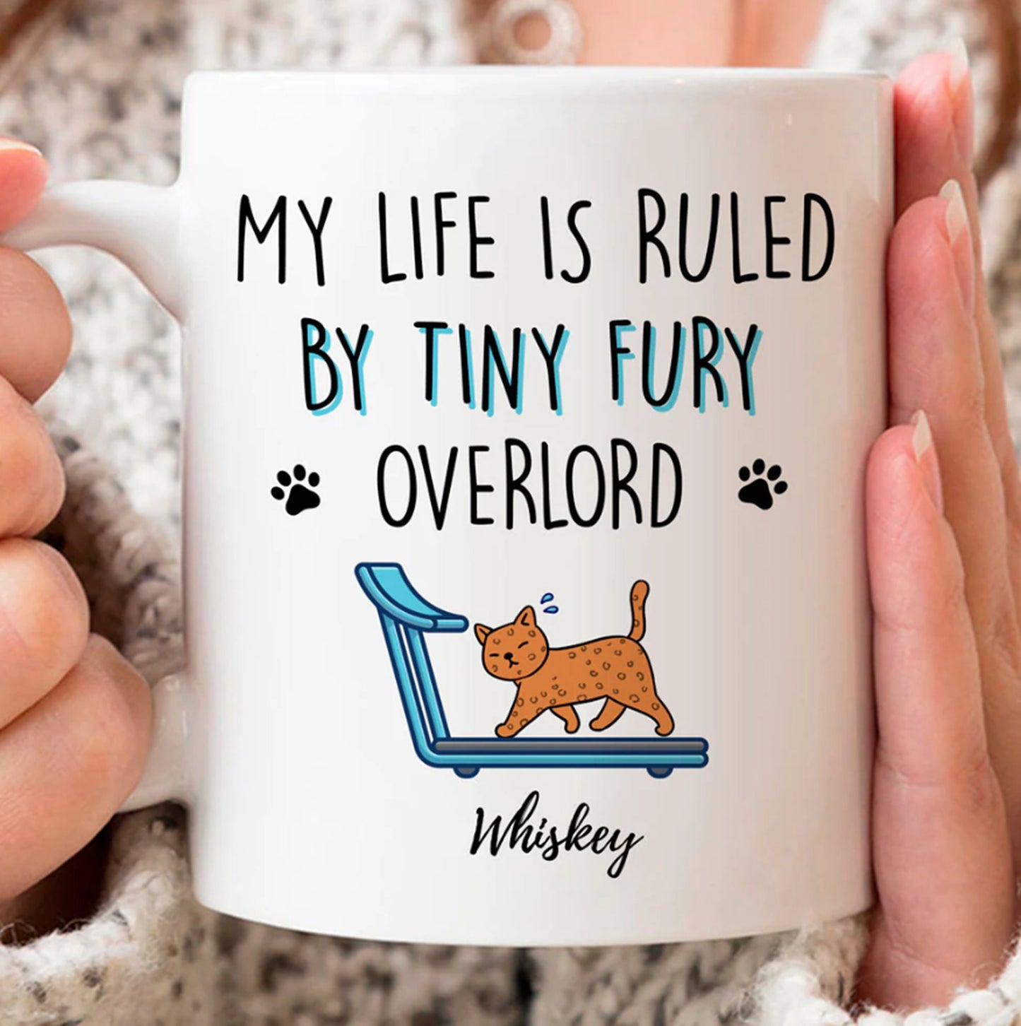 My Life is Ruled By Fury Overlord Cat Personalized Mug, Custom Cat Coffee Mug, Cat Dad Cat Mom Mug, Gift For Cat Lovers, Vintage Cat Mug