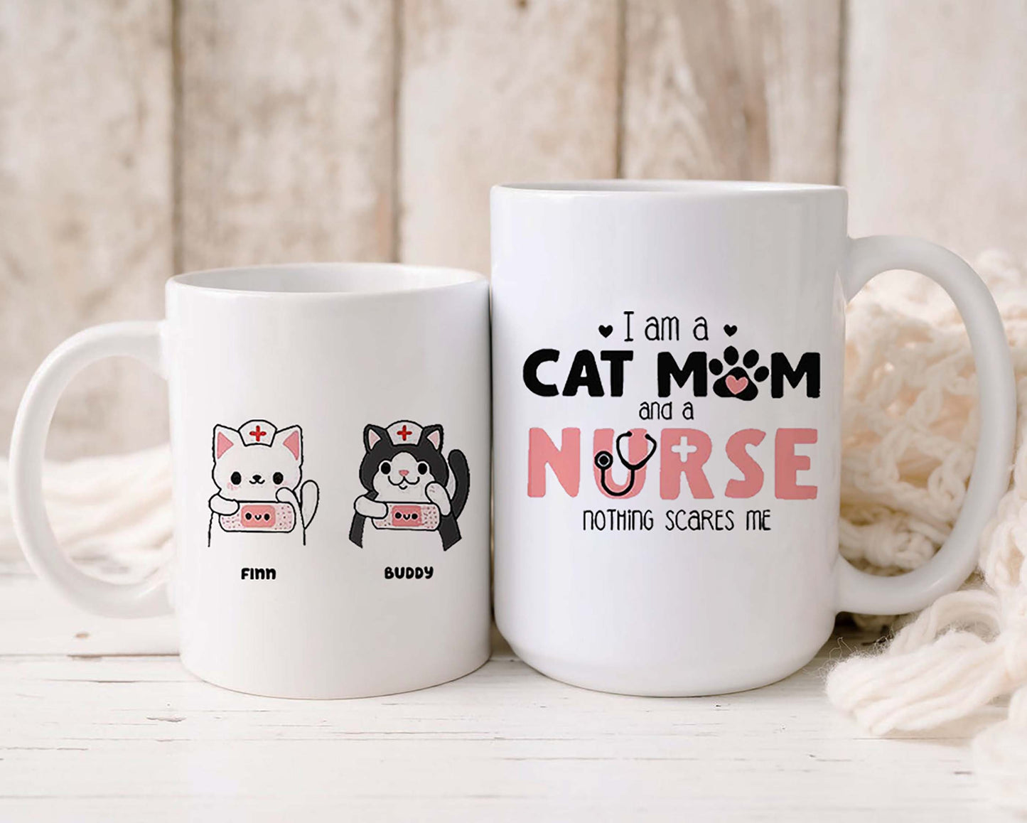 Personalized I Am Cat Mom And A Nurse Coffee Mug - Cat Mom Mug Gift - Cat Lover Mug Gift For Cat Nurse - Nurse Cat Lover Gift - Secret Santa