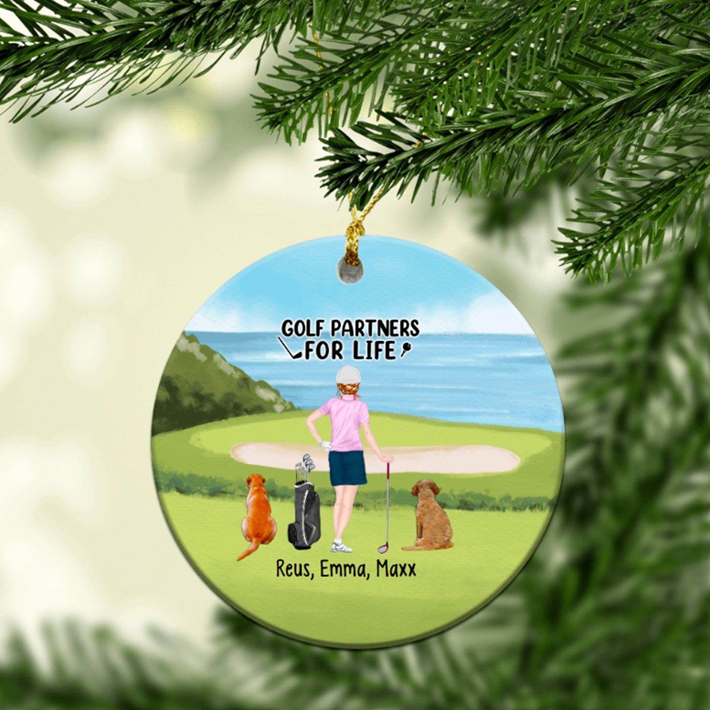 Golf Partners for Life Dog Personalized Christmas Ornament, Gift for Golfer, Funny Golf Gift, Golf Lovers Gift, Ornament For Friends