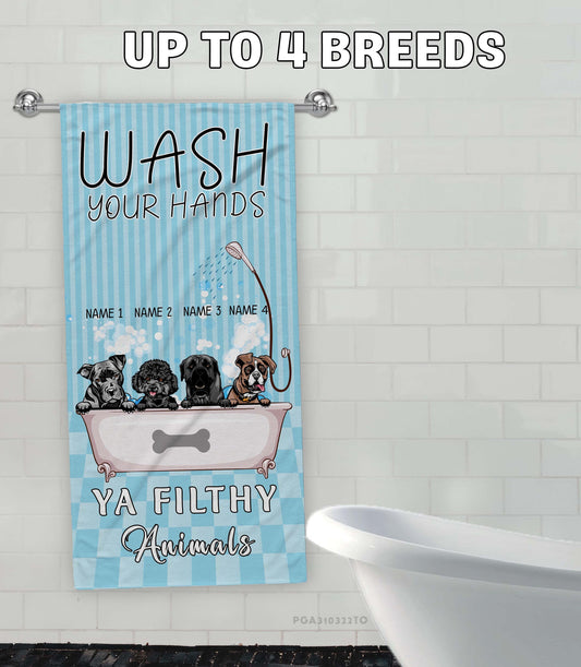 Custom Funny Dog Bath Towel-Wash Your Hands Ya Filthy Animals Towel-Funny Dog Towel-Bathroom Decor-Dog Home Decor-Gift For Dog Mom-Mom Gift