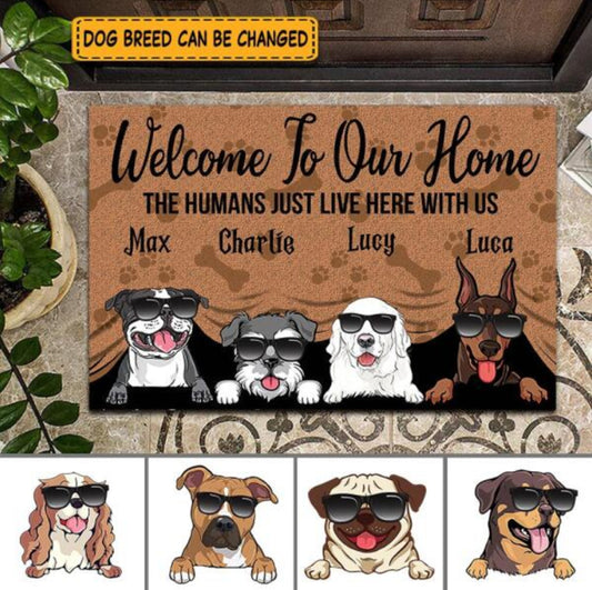 Welcome To Our Home, Personalized Dog Doormat, Funny Welcome Home Mat, Dog Entrance Mat, Welcome Mat, Housewarming Gift, Gift for Dog Lovers