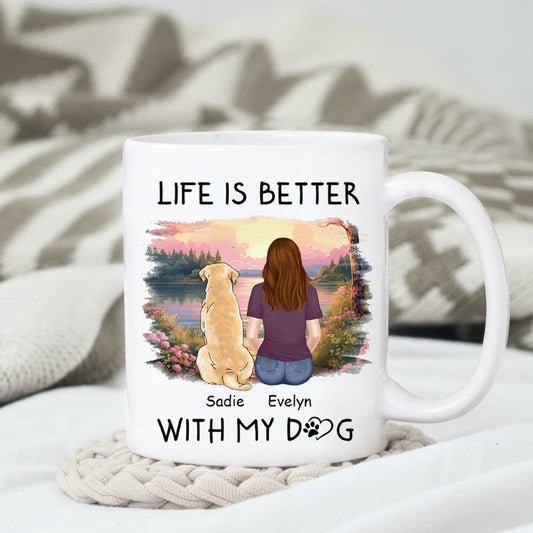 Life Is Better With Dog Personalized Coffee Mug, Dog Dad Dog Mom Mug, Custom Dog Mug, Dog Parents Mug, Anniversary Gift, Gift for Lovers